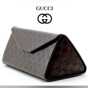 GUCCI || GG- Shima Dark Brown Monogram Trifold Sunglasses Case